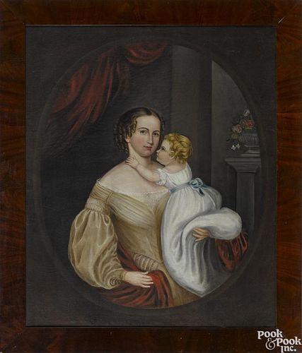 Oil on canvas portrait of Julia Bourne Jones, ca. 1835, second wife of Rhode Island Senator