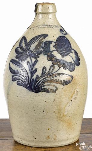 New York stoneware jug, 19th c., impressed F. Stetzenmeyer Rochester N.Y.