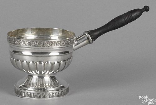 Philadelphia coin silver brandy warming pan, ca. 1815, bearing the touch of Joseph Lownes