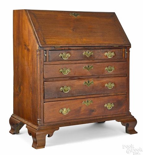Pennsylvania Chippendale walnut slant front desk, late 18th c., with a fitted interior