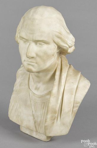 Carved marble bust of George Washington, late 18th c., 14 1/4'' h.