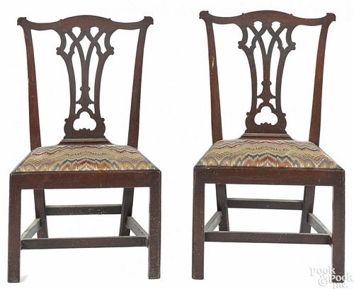 Pair of Pennsylvania Chippendale walnut dining chairs, ca. 1775.