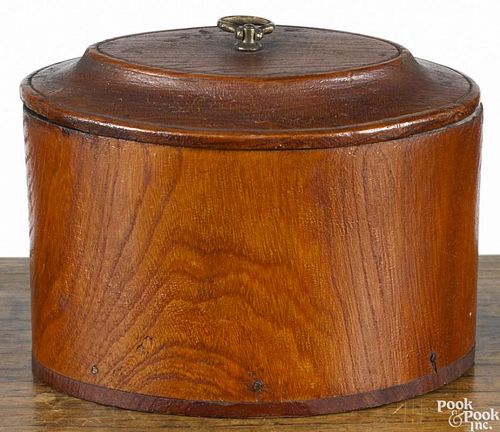 Carved tea caddy from the Treaty Tree at Kensington, initialed R. J., with an accompanied paper