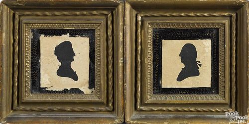 Pair of Peale's Museum hollowcut silhouettes of George and Martha Washington, ca. 1800