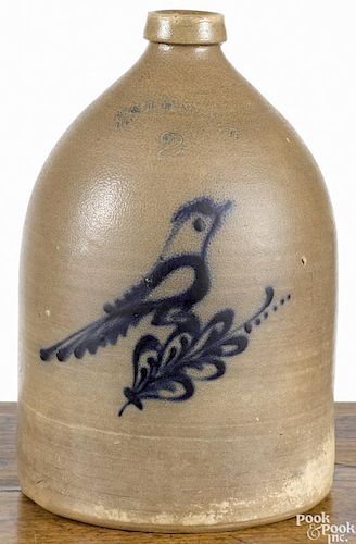 Vermont two-gallon stoneware jug, 19th c., impressed E & LP Norton Bennington VT