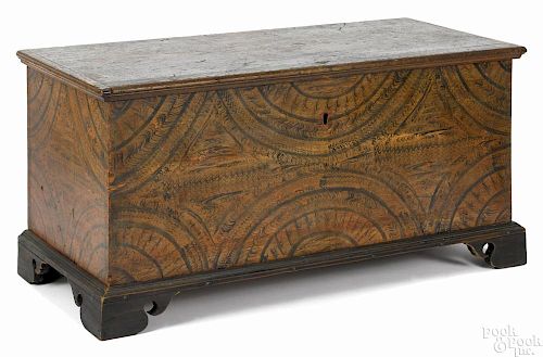 Pennsylvania painted pine blanket chest, 19th c., retaining its original grained surface
