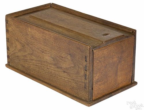 Pennsylvania walnut slide lid box, ca. 1800, with an interior till and secret drawer, 5 1/2'' h.