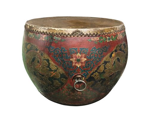 Chinese-style 19/20th Century drum-shaped coffee Table