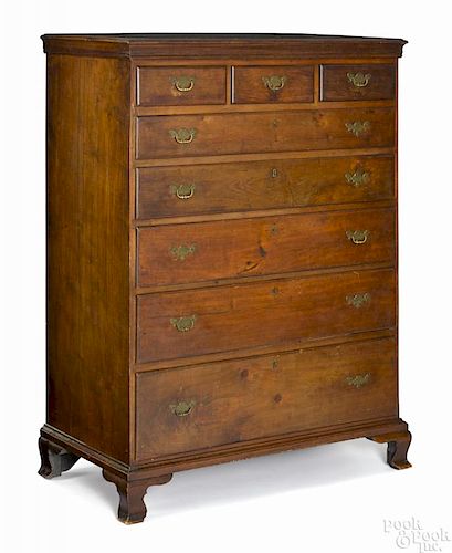 Pennsylvania Chippendale walnut semi-tall chest of drawers, ca. 1780, having three drawers