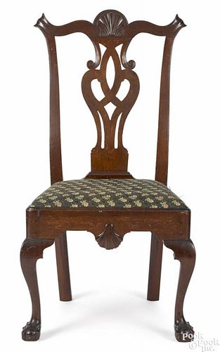 Pennsylvania Chippendale walnut dining chair, ca. 1770, with a shell carved crest and apron