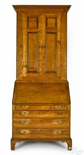 Southern Chippendale maple secretary desk, ca. 1770, with a raised panel upper section