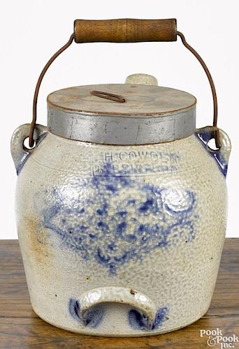 Pennsylvania stoneware batter jug, 19th c., impressed F.H. Cowden Harrisburg