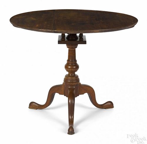 Pennsylvania Queen Anne walnut tea table, ca. 1770, with a dish top, birdcage support