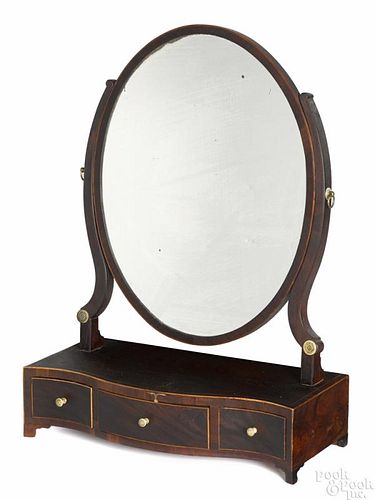 James Stokes, Philadelphia Federal mahogany shaving mirror, bearing the original label, 24 1/2'' h.