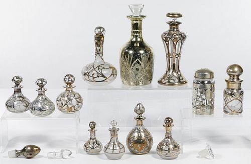 Sterling Silver Overlay on Clear Glass Perfume Bottle Assortment