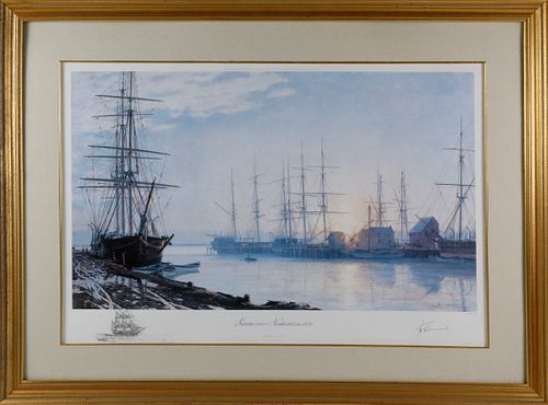 John Stobart Limited Edition Lithograph "Sunrise over Nantucket in 1835"
