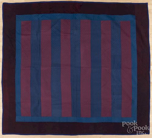 Pennsylvania Amish patchwork bar quilt, early 20th c., 92'' x 82''.
