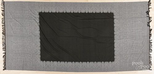 Paisley kirking shawl, early 20th c., with a black center, 132 1/2'' x 64''.
