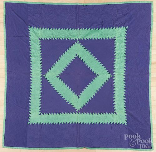 Pennsylvania Amish patchwork sawtooth diamond in a square quilt, 20th c., 84'' x 82''.