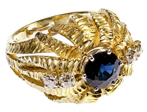 17k Gold, Sapphire and Diamond Ring