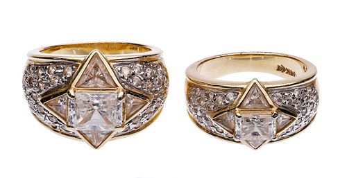 14k Yellow Gold and Cubic Zirconia Rings