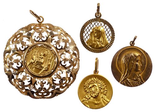 22k Yellow Gold and 18k Yellow Gold Religious Pendant / Charm Assortment
