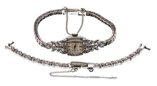 Hamilton 14k White Gold and Diamond Case and Band Wrist Watch