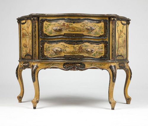A Venetian-style carved and polychromed commode