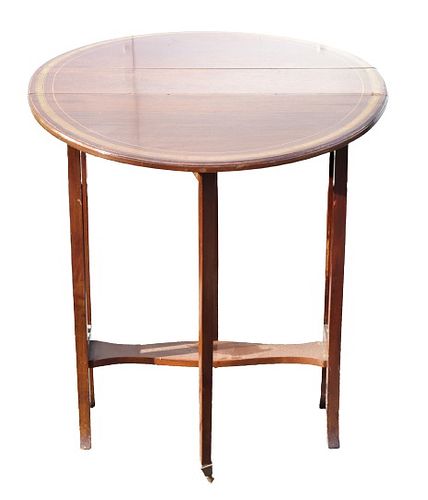 English Banded Mahogany Tuck-away Table