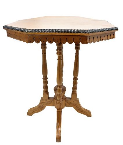 English Banded Octagonal Mahogany Tuck-away Table