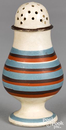Mocha pepperpot, with blue and brown bands