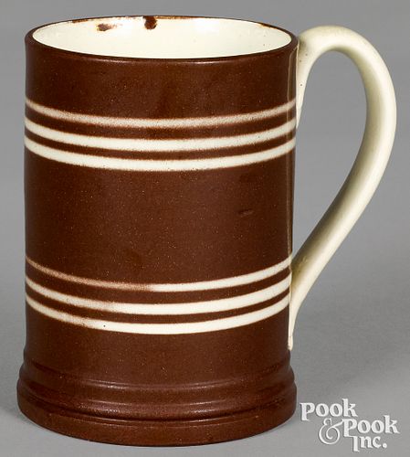 Mocha mug, with brown and ivory bands