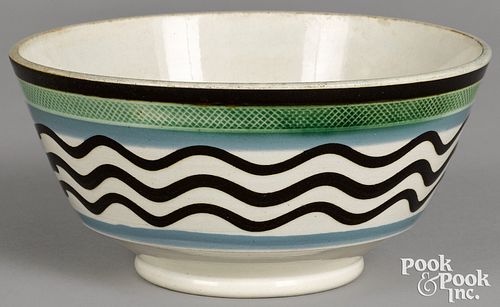 Mocha bowl, with wavy line decoration