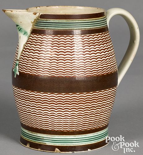 Mocha pitcher, with arched brown bands