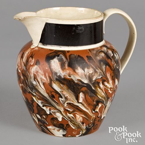 Mocha pitcher, with marbleized glaze