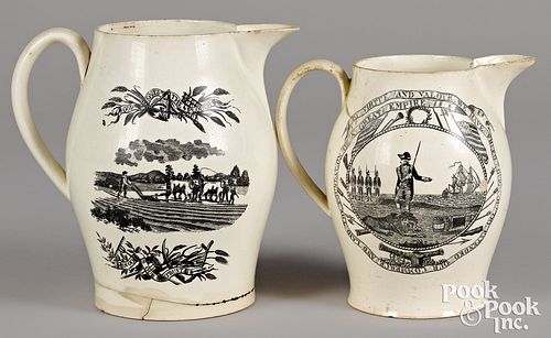 Two Liverpool Herculaneum pitchers, early 19th c.