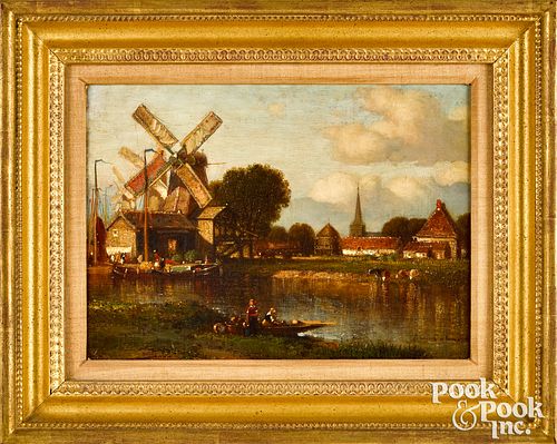 Samuel Colman oil on canvas Dutch canal scene
