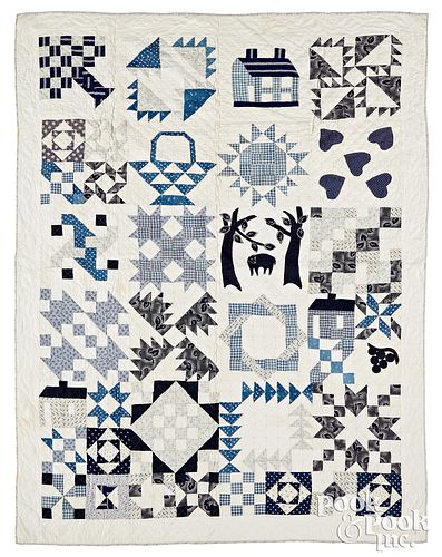 Blue and white sampler quilt