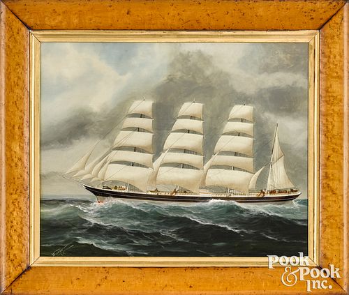 Oil on board ship portrait