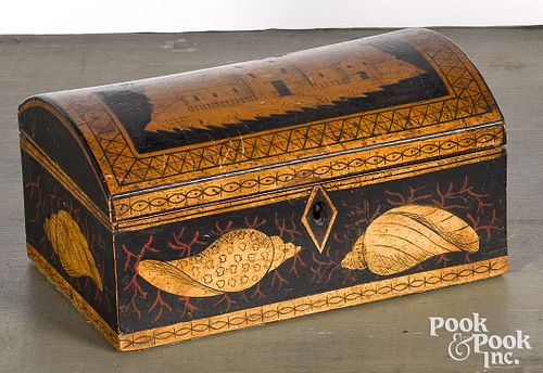 Painted dome lid dresser box, ca. 1830
