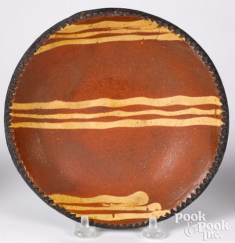 Small Pennsylvania redware pie plate, 19th c.