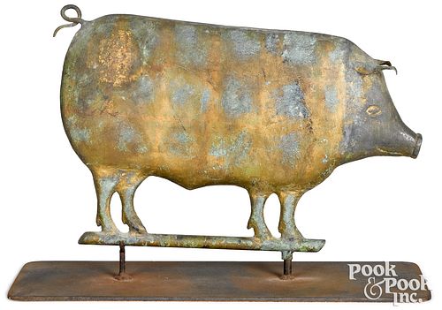 Swell bodied copper pig weathervane, 19th c.