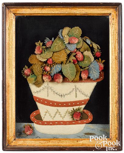 Victorian feltwork pot of strawberries