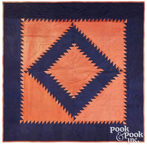 Sawtooth diamond in square quilt, early 20th c.