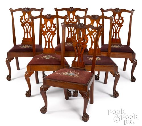 Set of six Chippendale mahogany dining chairs