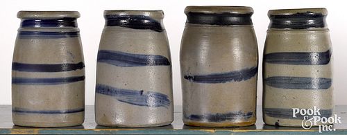 Four western Pennsylvania stoneware canning crock