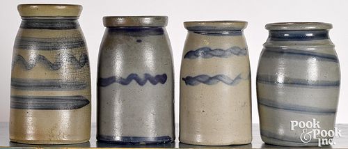 Four western Pennsylvania stoneware canning crock