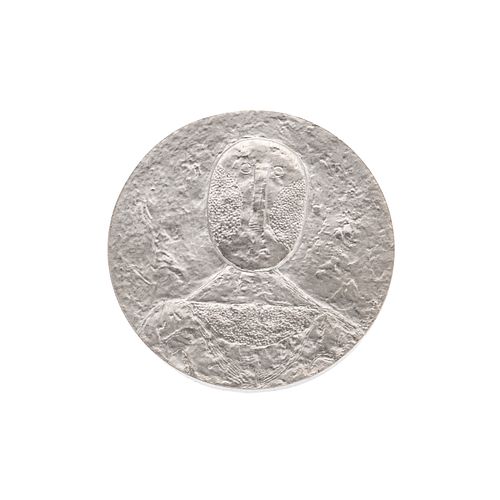 Rufino Tamayo. Medalla conmemorativa con su obra gráfica "El hombre en rosa". Elaborada en plata Ley .900  Serie de 1200 en plata.