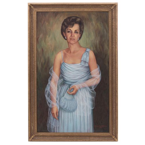 ZAIDA RUTH NÁSSER Retrato de Dama Firmado y fechado 1992 Óleo sobre tela Enmarcado 100 x 60 cm