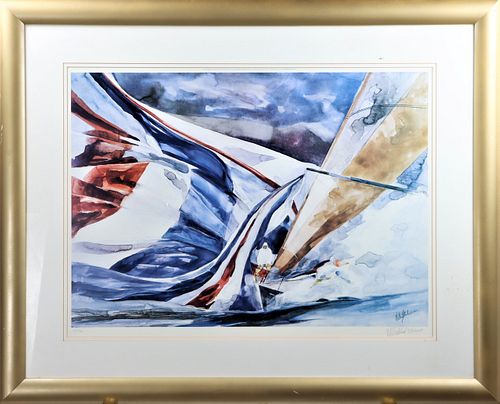 Sailing Lithograph, Signed